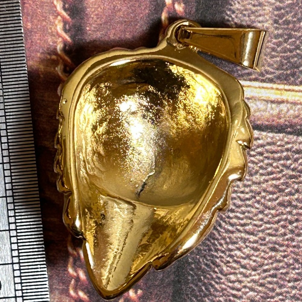 Large Huge Bold Yellow Gold Plated Stainless Steel Lion Pendant Courage Symbol - Picture 7 of 9